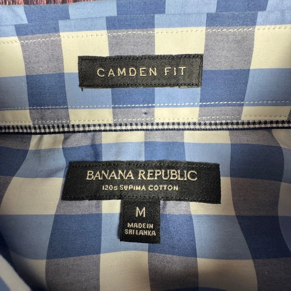 Banana Republic Camden Fit Shirt M Supima Cotton Gingham Buffalo Check Lot of 2